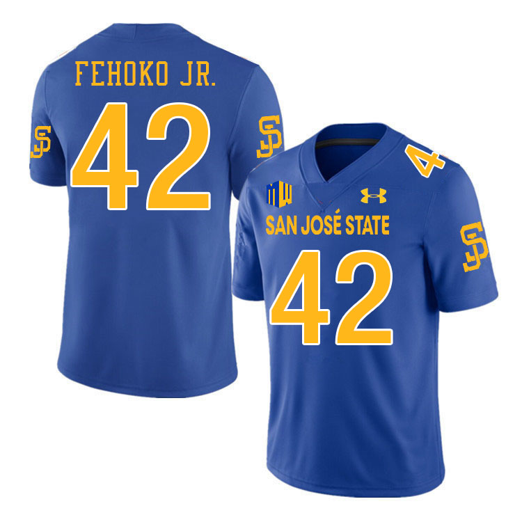 #42 Viliami Fehoko Jr. SJSU Jersey,San Jose State Spartans Football Jersey College Uniforms-Royal